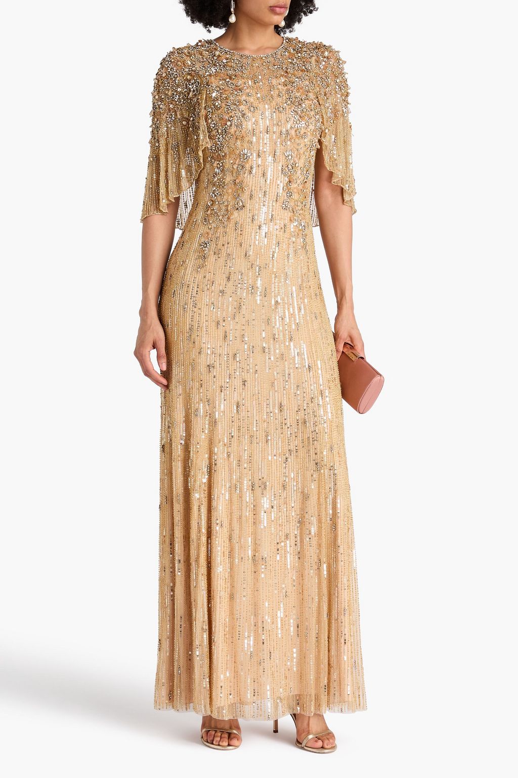JENNY PACKHAM Astra cape-effect embellished tulle gown