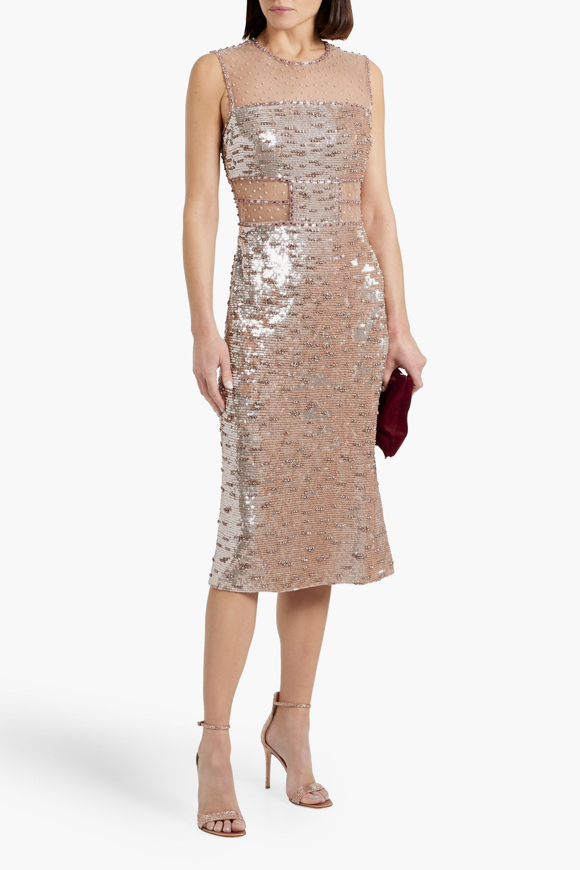 Jenny Packham Nikie embellished tulle midi dress