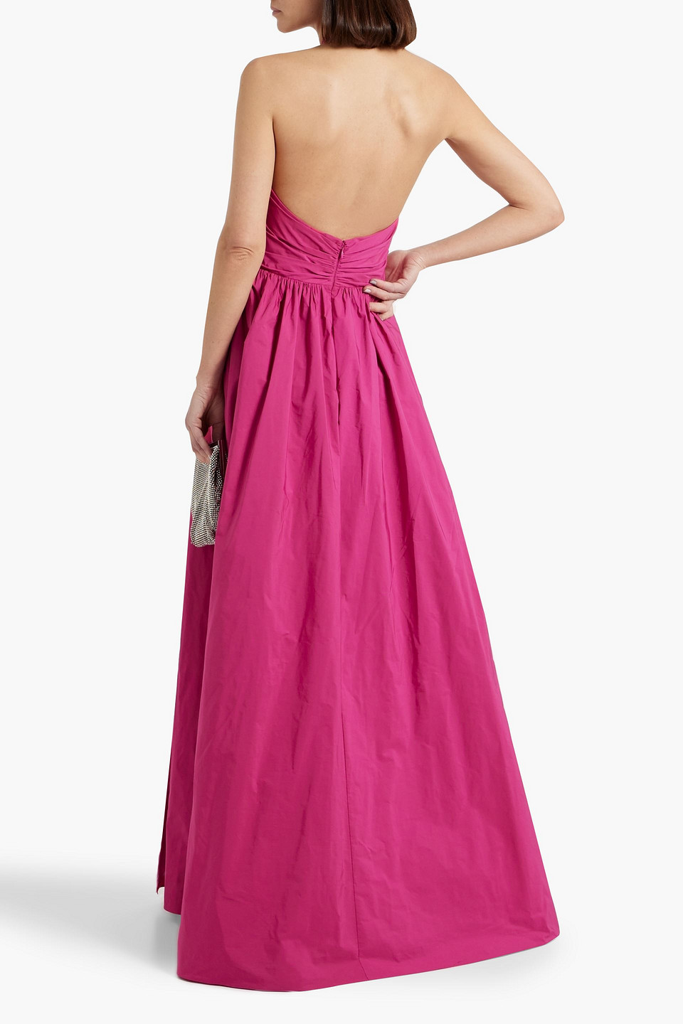 MARCHESA NOTTE CUTOUT TAFFETA HALTERNECK GOWN