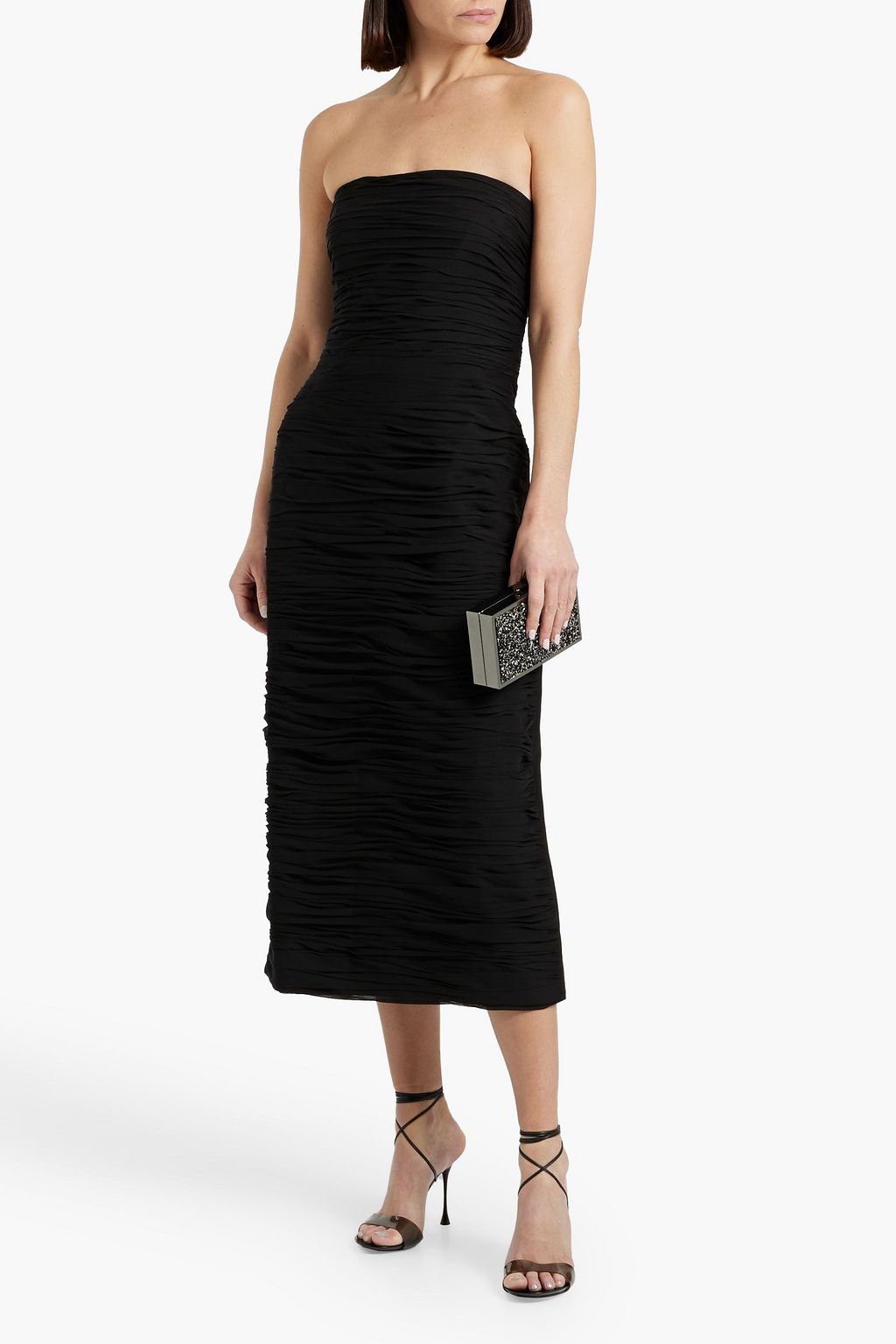 CAROLINA HERRERA Strapless ruched silk-chiffon midi dress