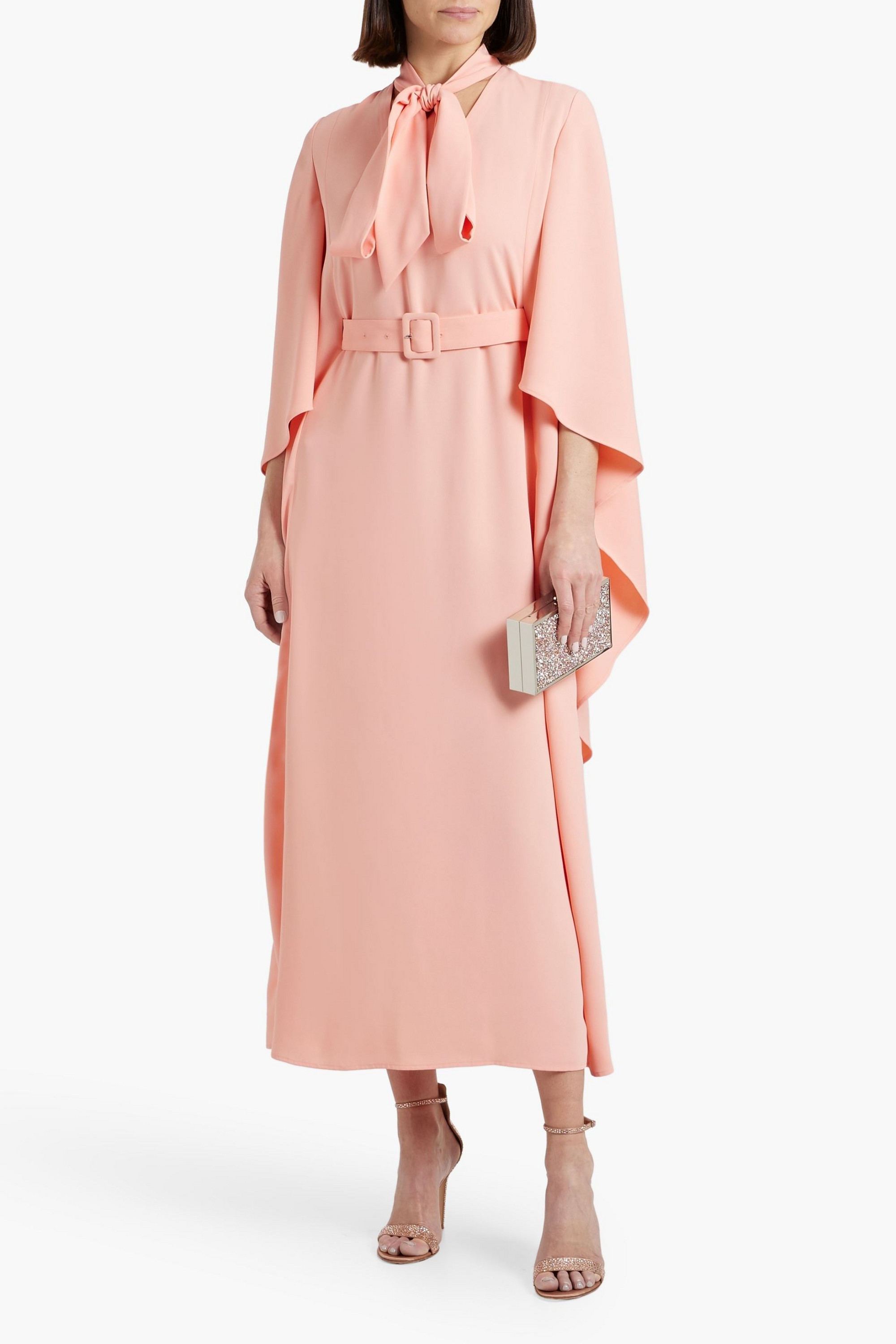 Huishan Zhang Salina cape-effect crepe maxi dress