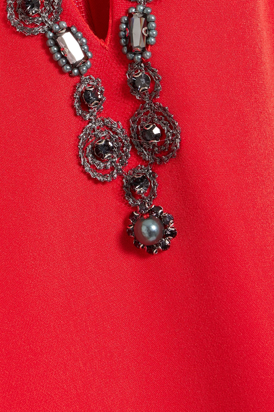 MARCHESA NOTTE CUTOUT EMBELLISHED CREPE GOWN