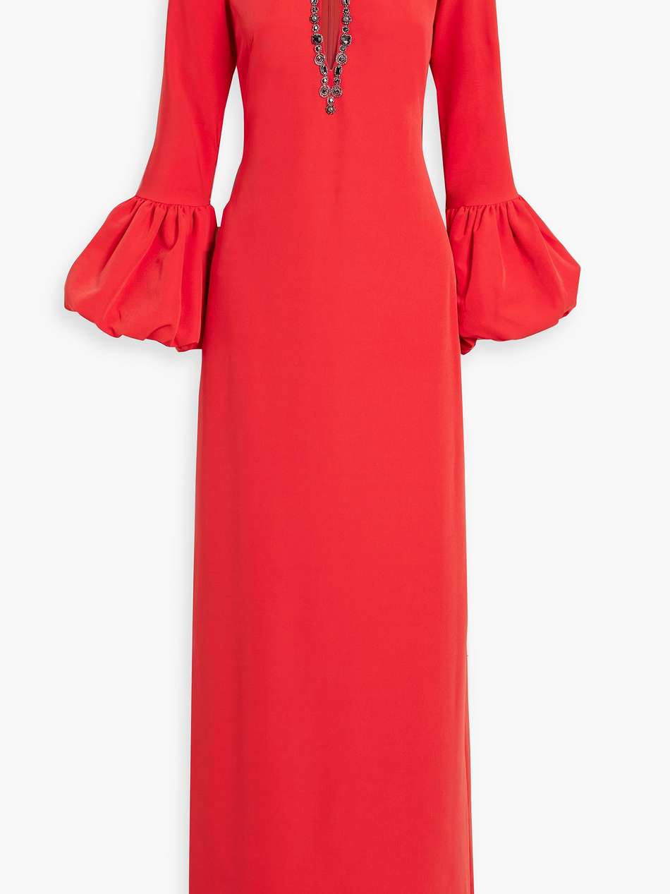 cutout embellished crepe gown