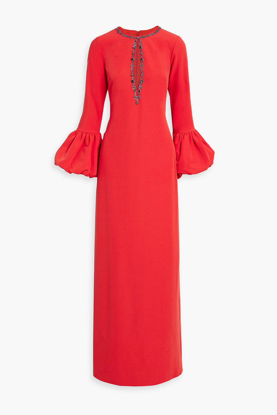 MARCHESA NOTTE CUTOUT EMBELLISHED CREPE GOWN