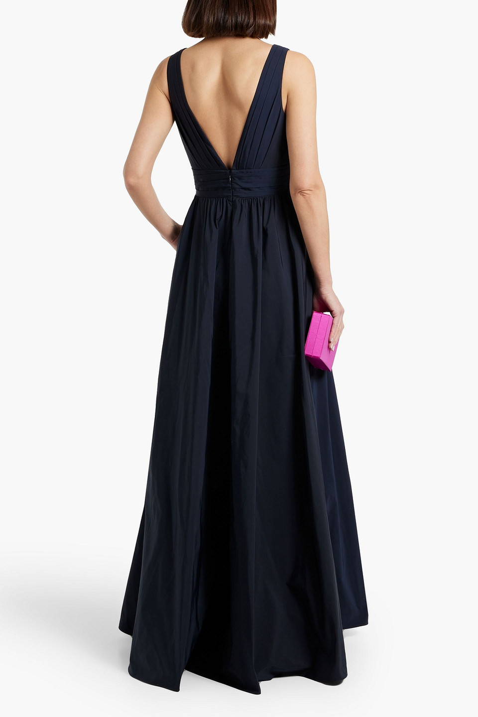 MARCHESA NOTTE DRAPED TAFFETA GOWN