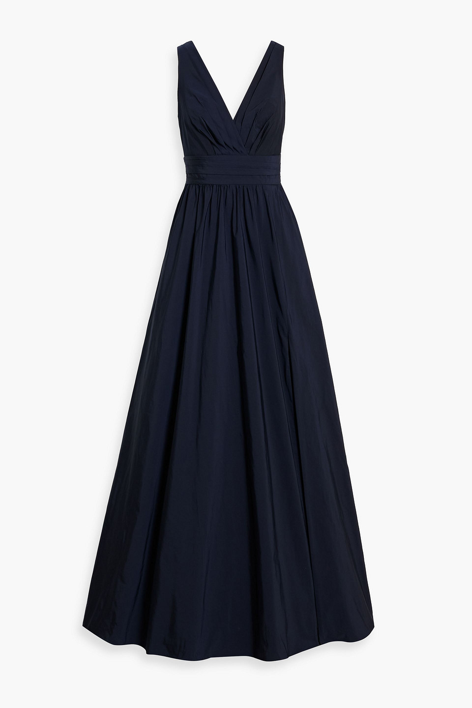Marchesa Notte Draped Taffeta Gown In Midnight Blue