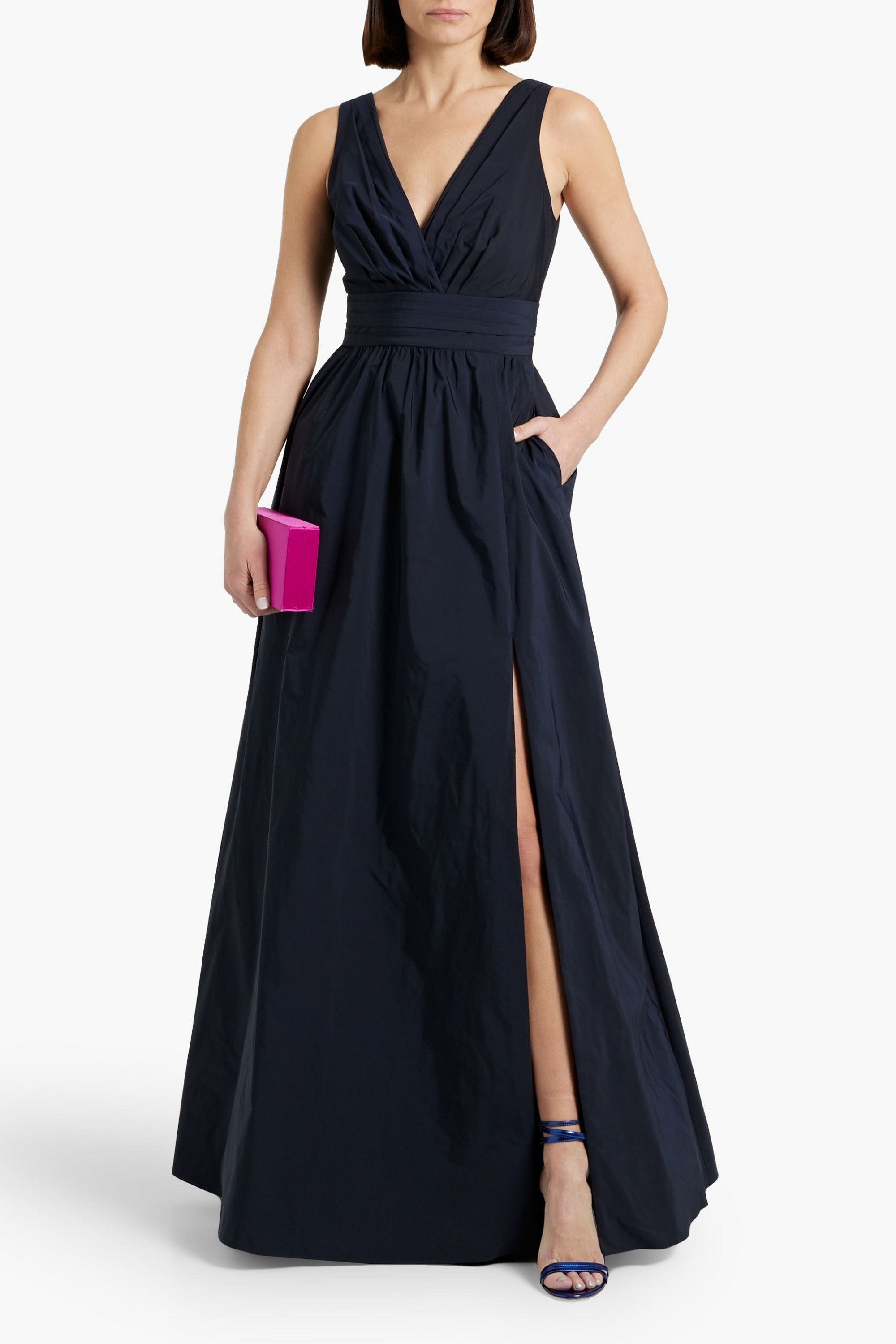 MARCHESA NOTTE Draped taffeta gown