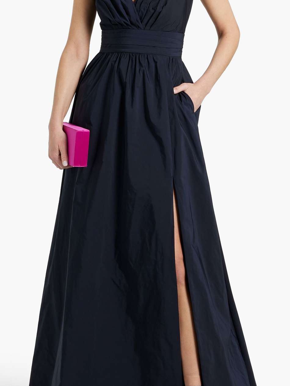 draped taffeta gown