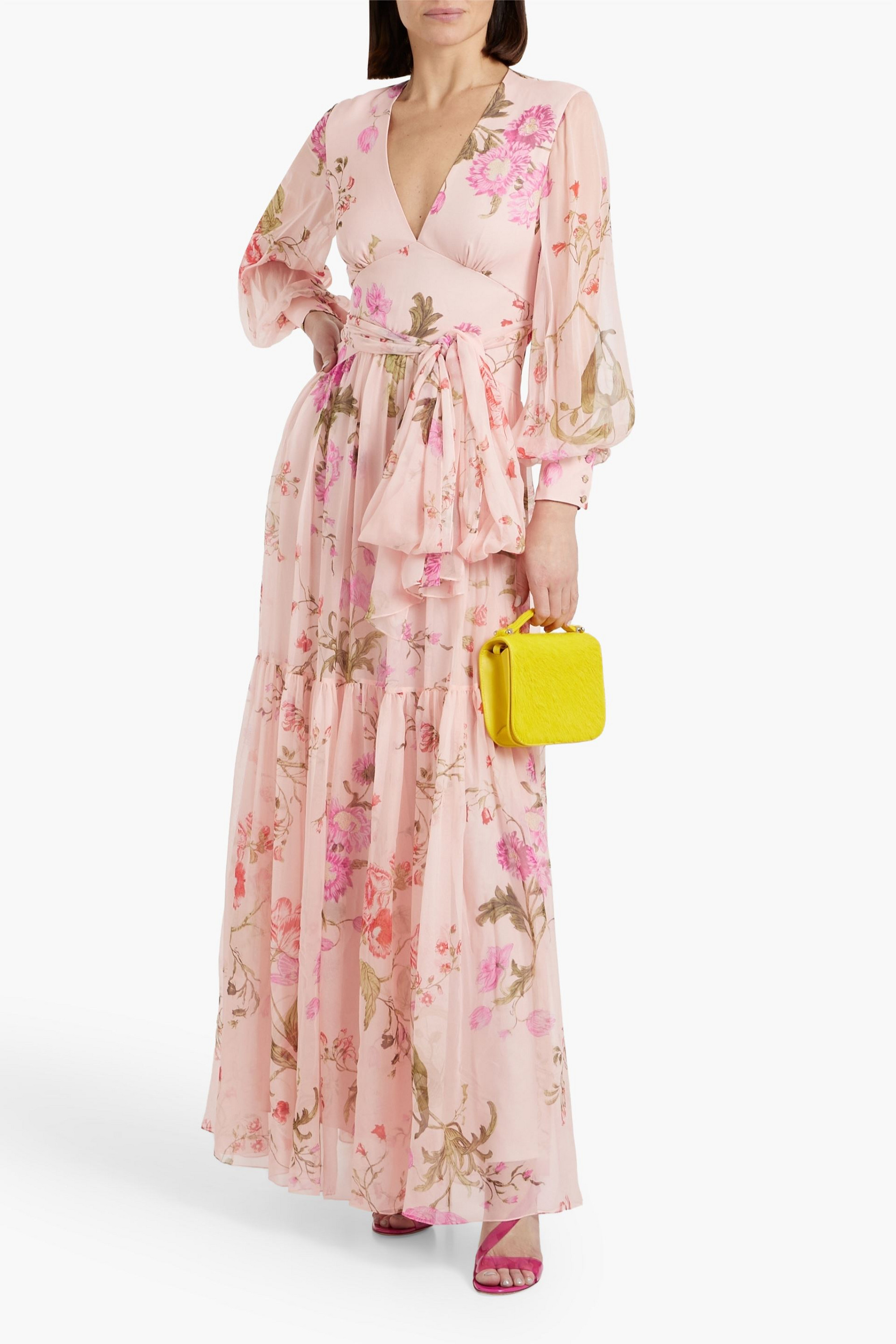 Erdem Tiered floral-print silk-chiffon maxi dress