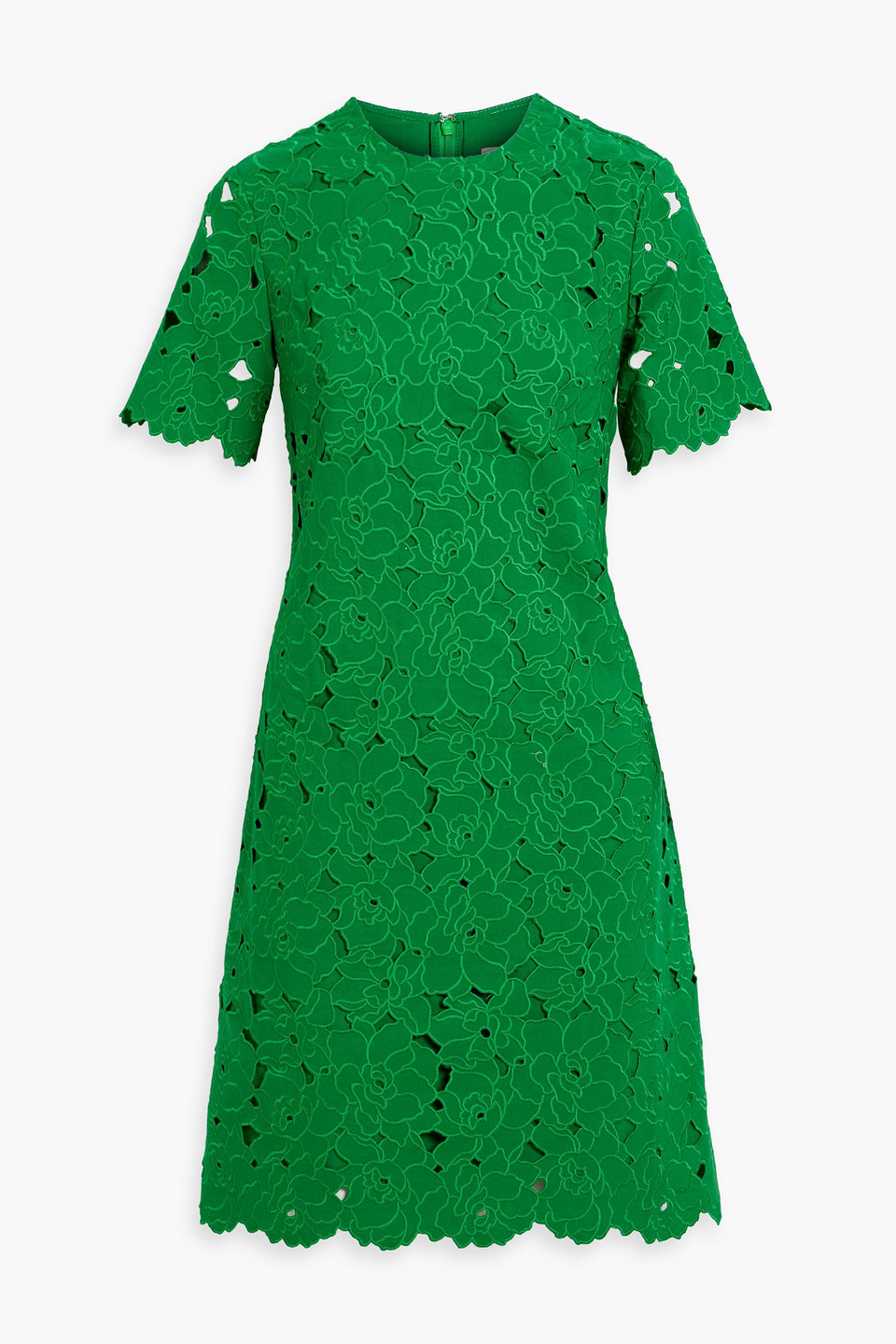 Cotton-blend guipure lace mini dress