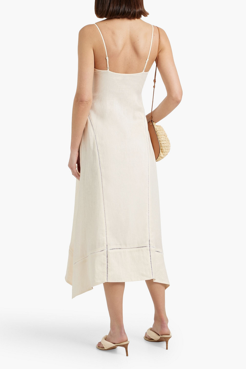 SIMKHAI VAL DRAPED LINEN MIDI DRESS