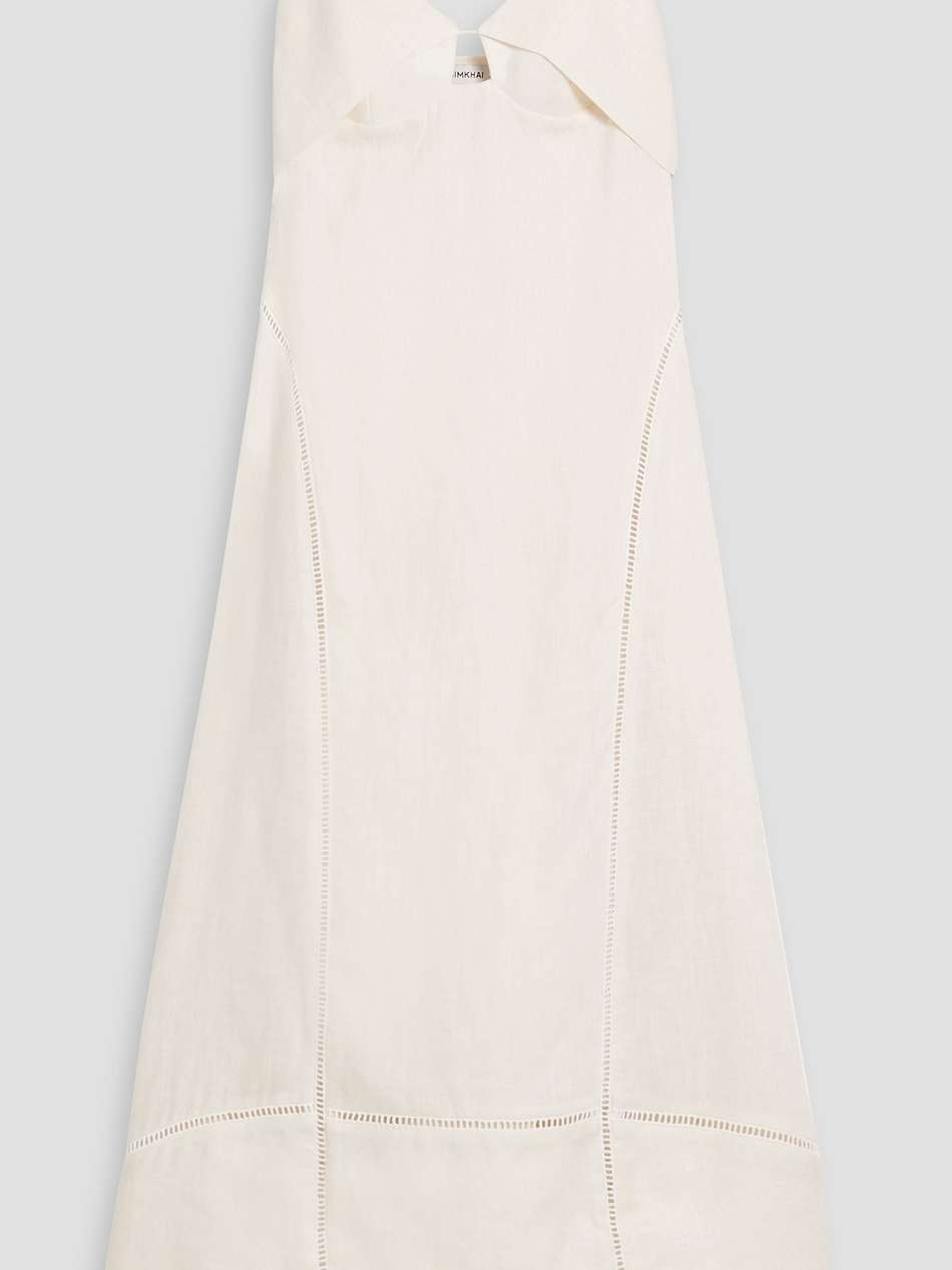 val draped linen midi dress
