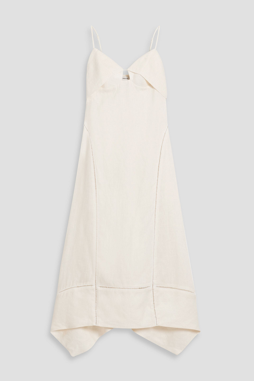 Simkhai Val Draped Linen Midi Dress In Cream