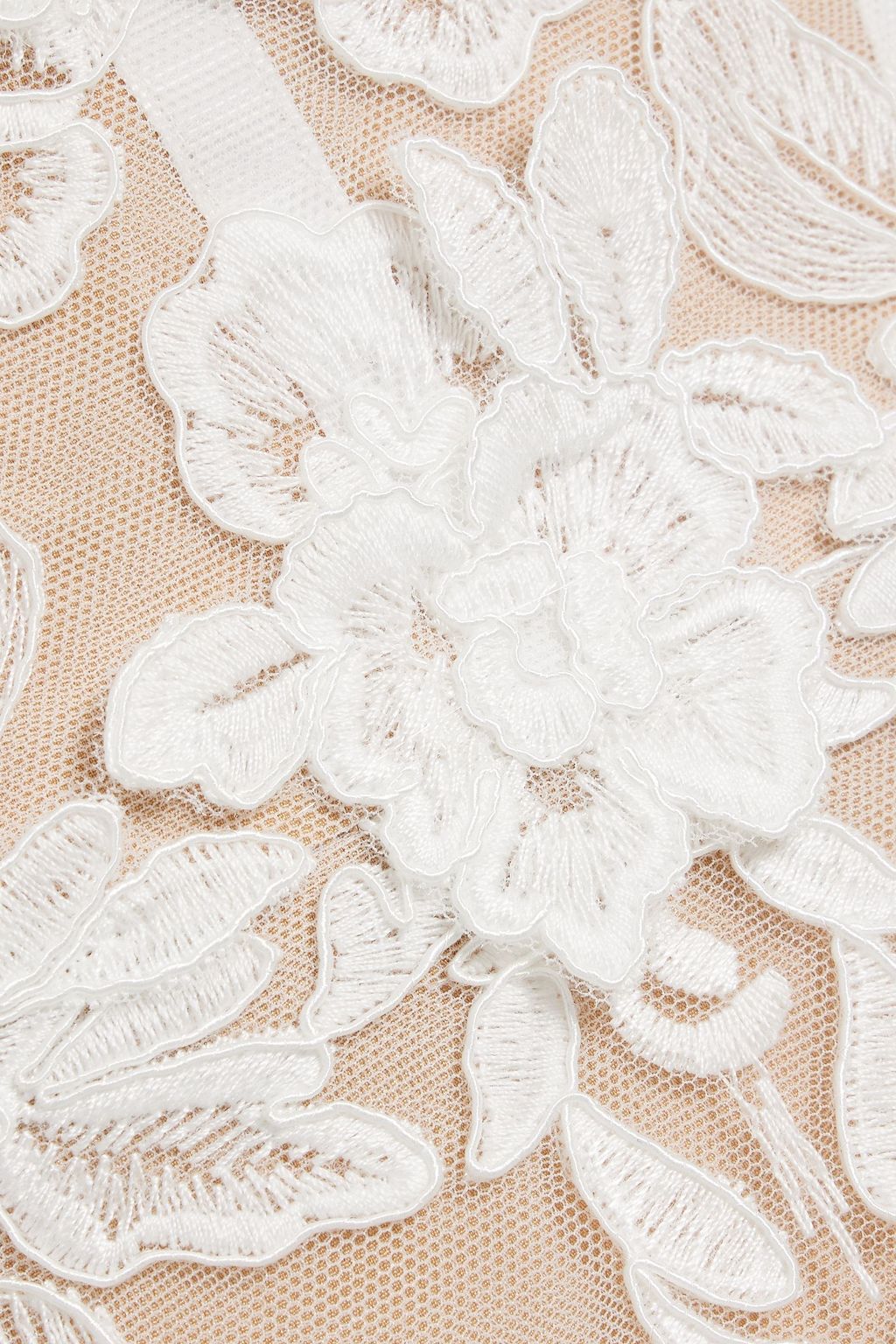 MARCHESA NOTTE コードレース ミディワンピース ストラップレス フローラルアップリケ付き
