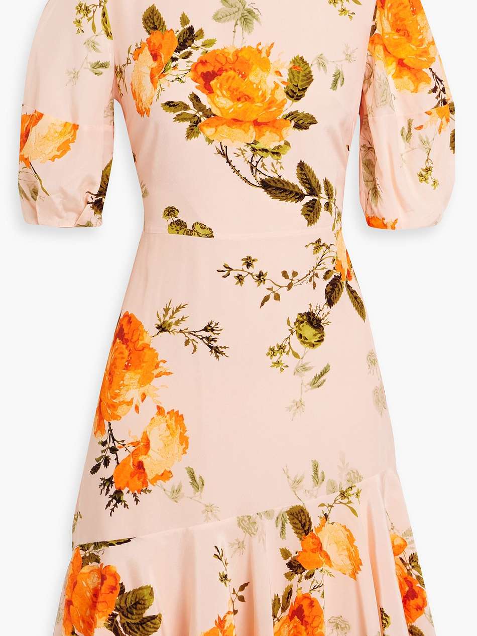 floral-print silk crepe de chine mini dress