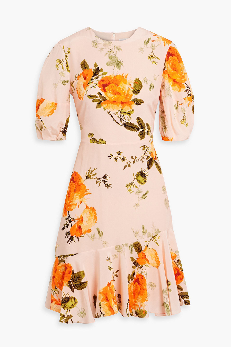 Floral-print silk crepe de chine mini dress