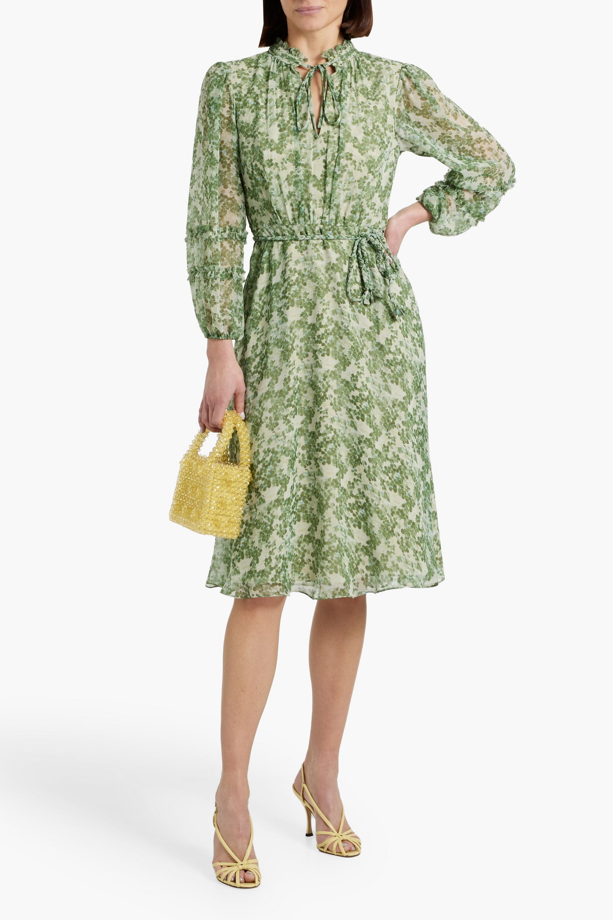 MIKAEL AGHAL Ruffled floral-print chiffon dress