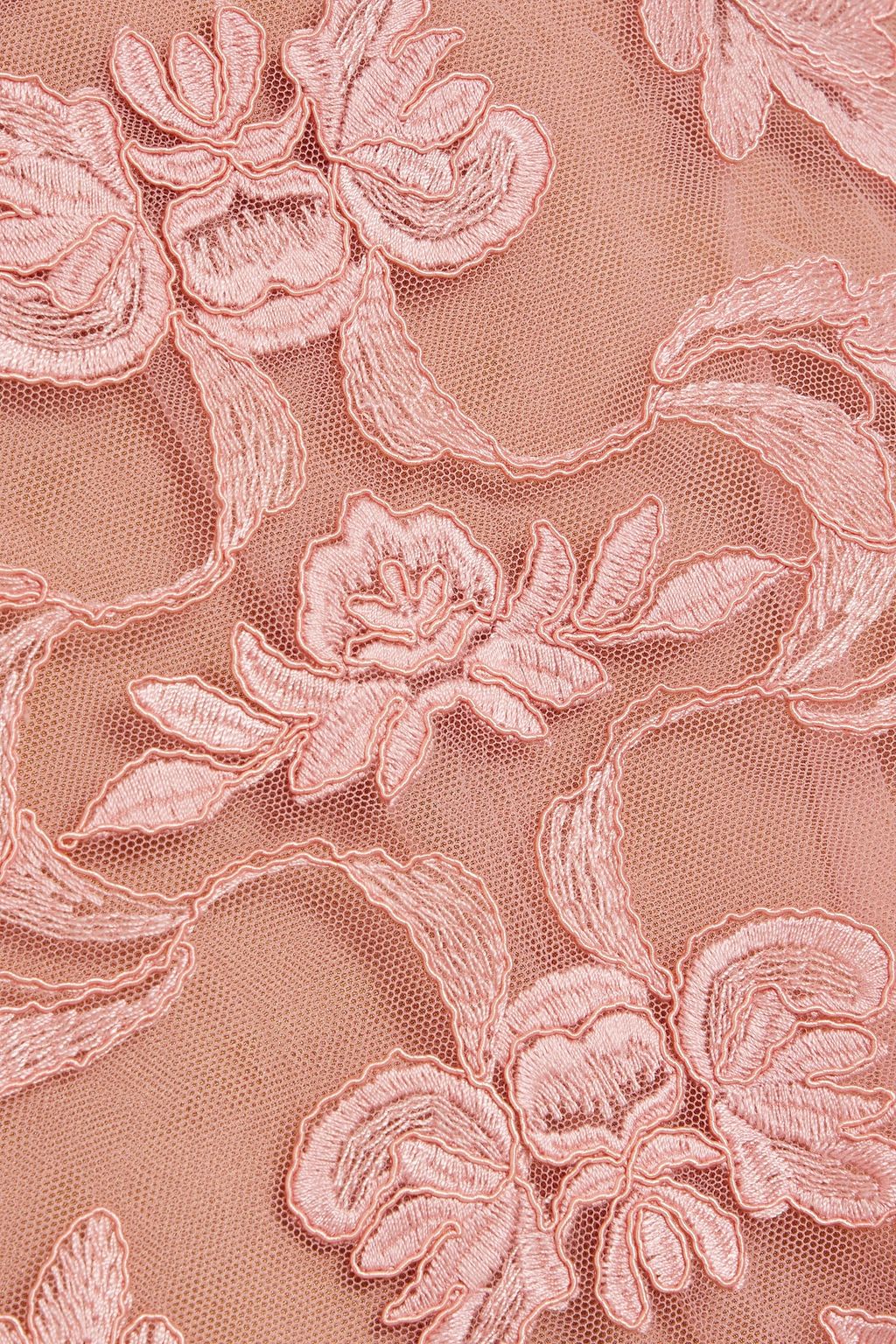MARCHESA NOTTE コードレース ミディワンピース ストラップレス フローラルアップリケ付き