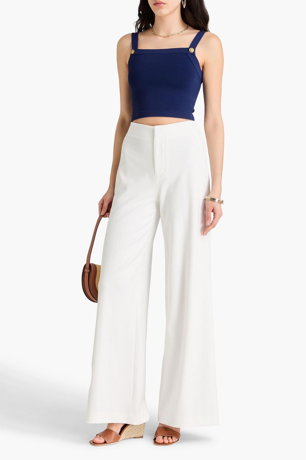 ALICE + OLIVIA بلوزة قصيرة من نسيج مطاط