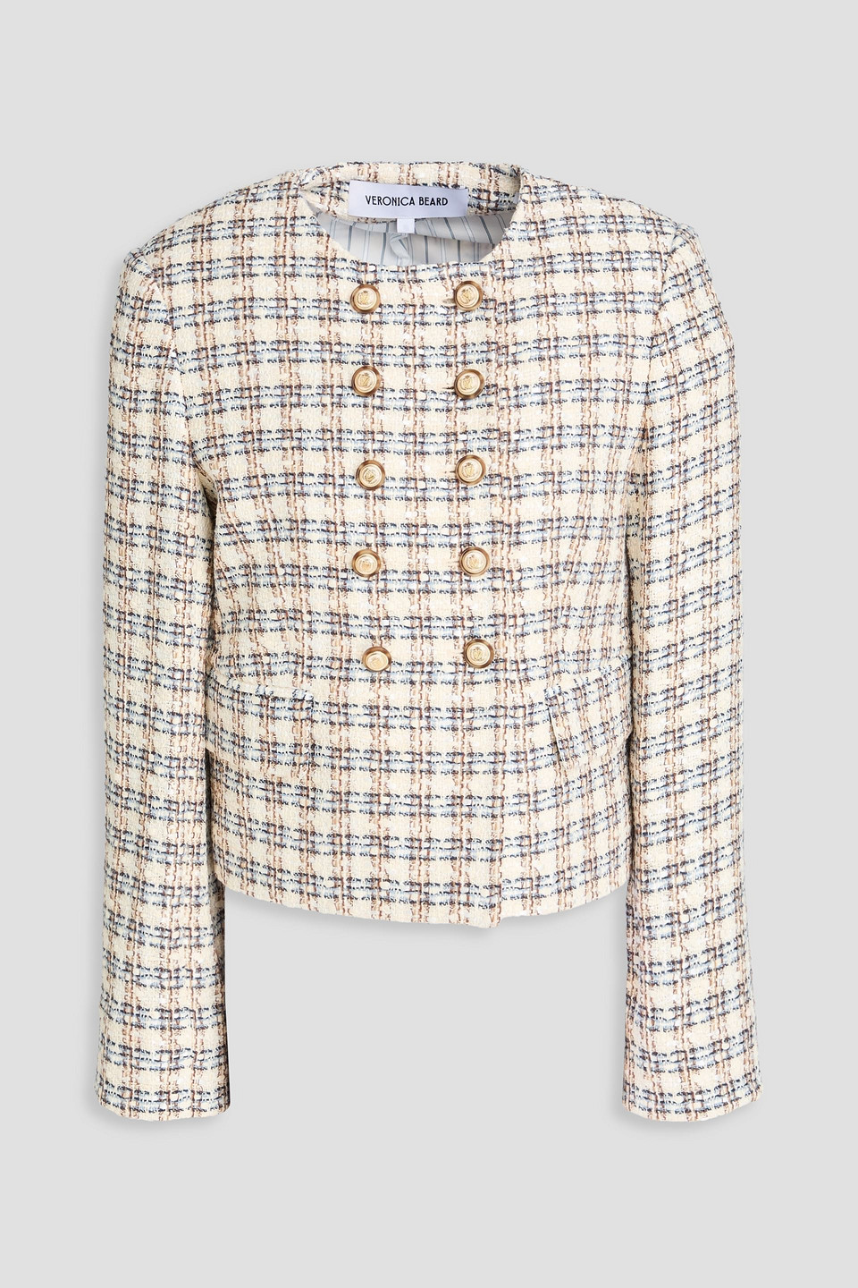 Veronica Beard Bentley Doppelreihige Jacke Aus Tweed Aus Einer Baumwollmischung In Elfenbein
