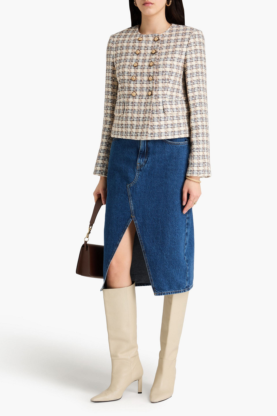 Veronica Beard Bentley Doppelreihige Jacke Aus Tweed Aus Einer Baumwollmischung In Elfenbein