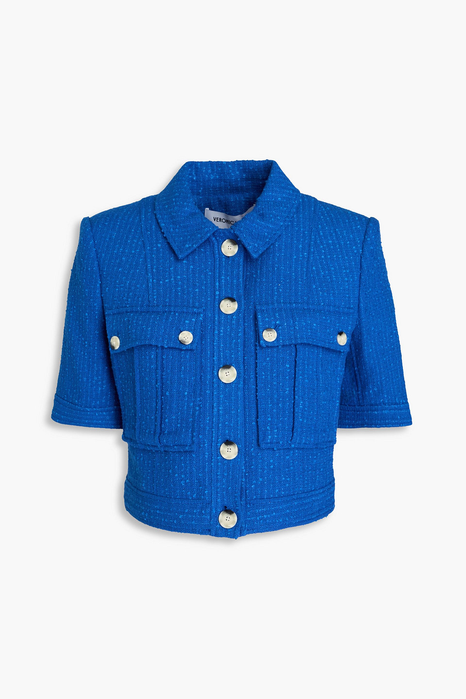 Veronica Beard Rosalina Cropped Jacke Aus Tweed Aus Einer Baumwollmischung In Kobaltblau