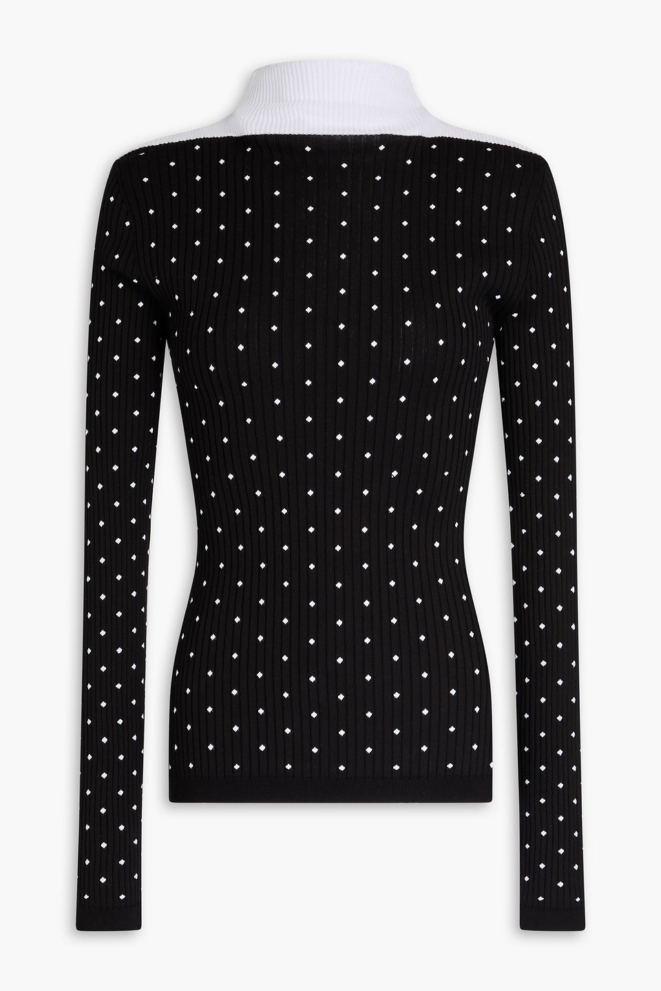 Ribbed intarsia cotton turtleneck sweater