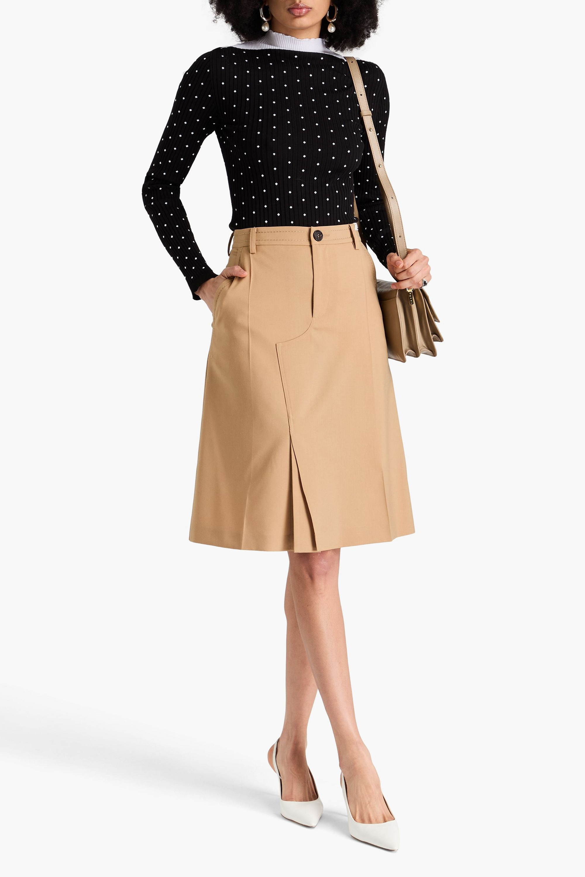 Marni Ribbed intarsia cotton turtleneck sweater