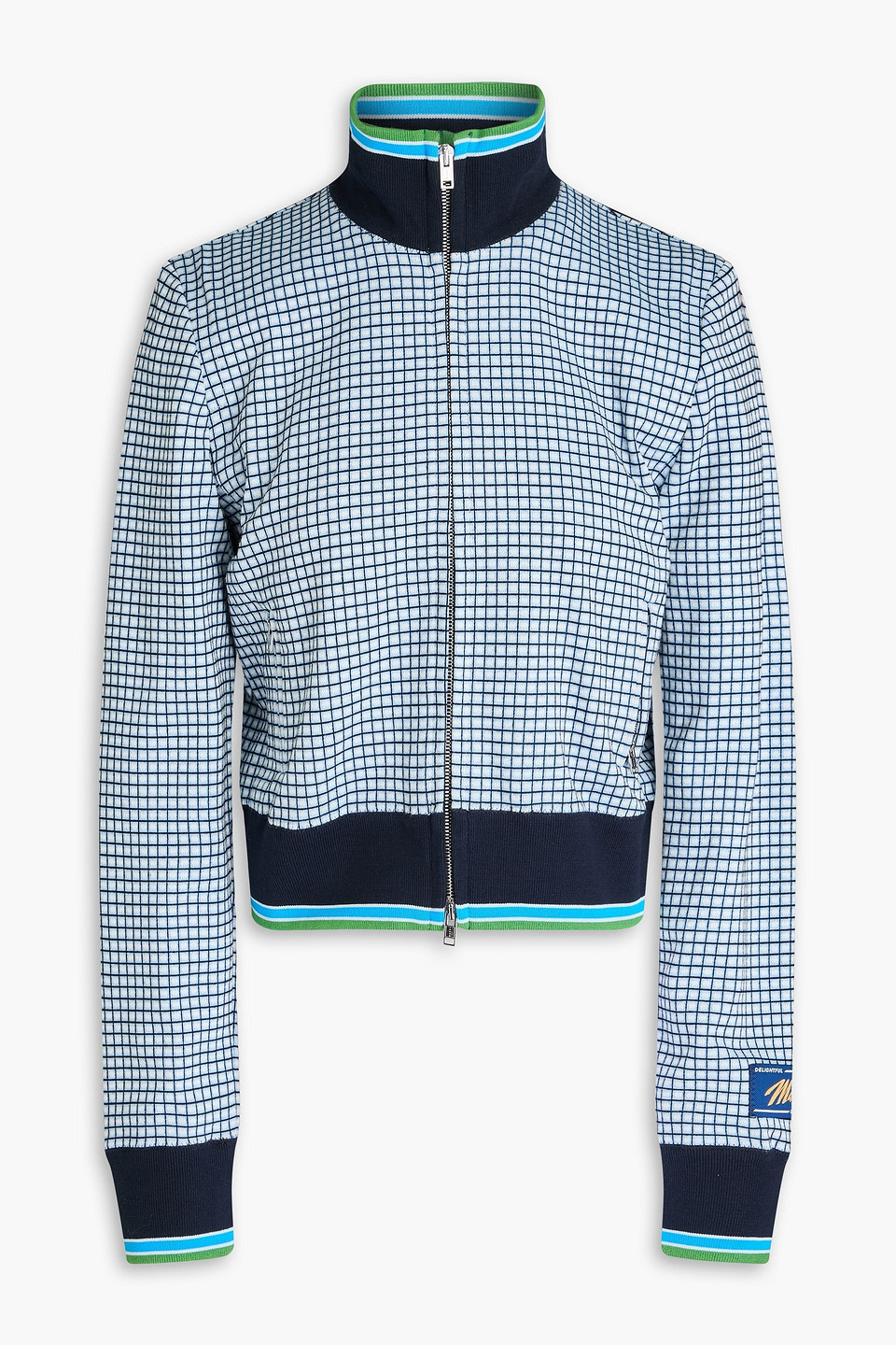 Marni Checked Jacquard-knit Track Jacket In Light Blue