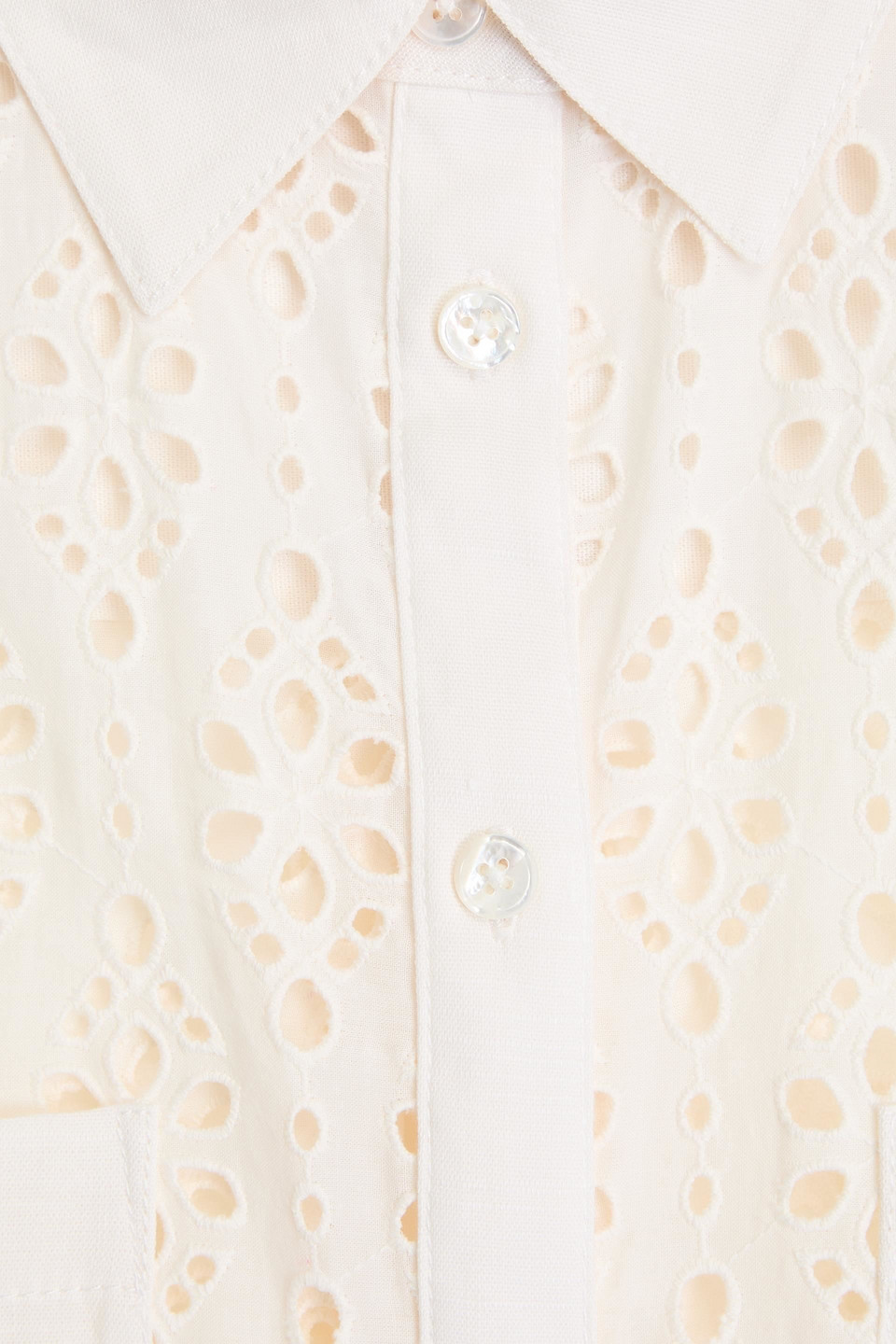Veronica Beard Aderes Hemd Aus Einer Baumwoll-leinenmischung Mit Lochstickerei In Off-white