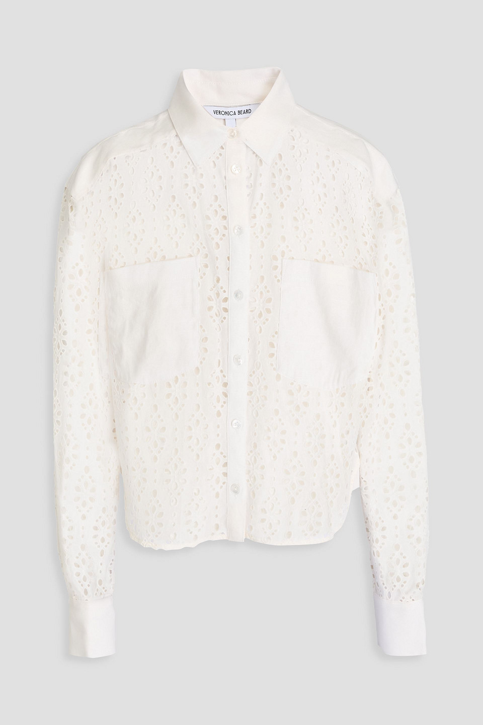 Veronica Beard Aderes Hemd Aus Einer Baumwoll-leinenmischung Mit Lochstickerei In Off-white