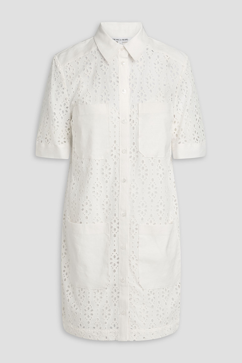 Veronica Beard Rafaela Broderie Anglaise Cotton Mini Shirt Dress In Weiss