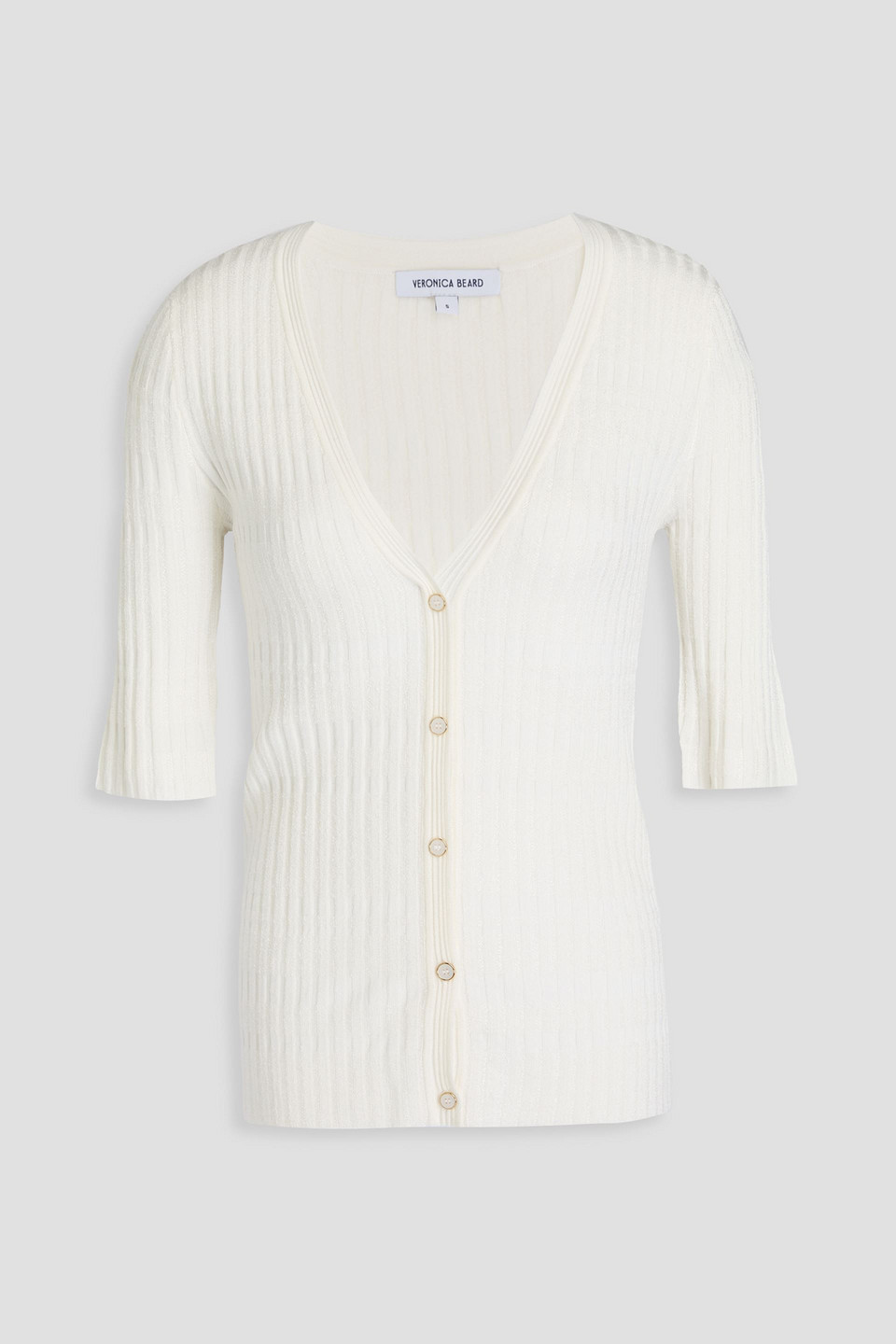 Veronica Beard Calliope Ribbed-knit Top In Off-white