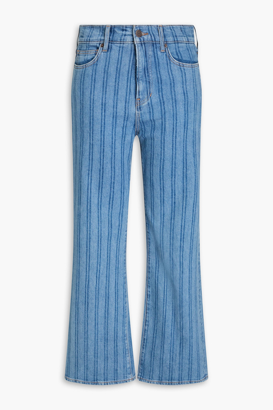 Veronica Beard Crosbie Hoch Sitzende Jeans Mit Weitem Bein Und Streifen In Mittelblauer Denim