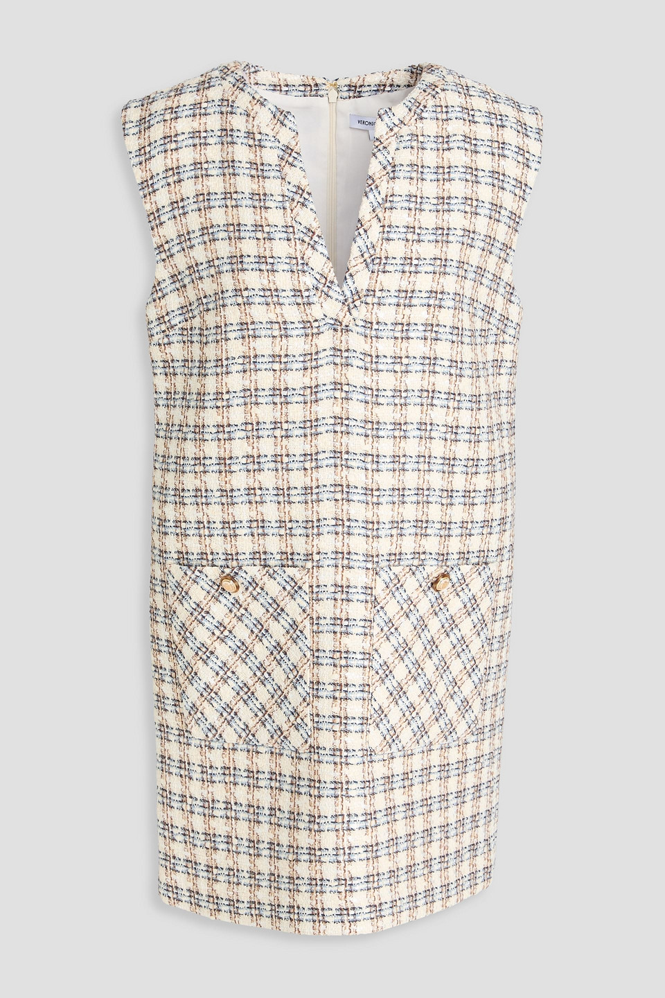 Veronica Beard Nomi Minikleid Aus Tweed Aus Einer Baumwollmischung Mit Karomuster In Elfenbein