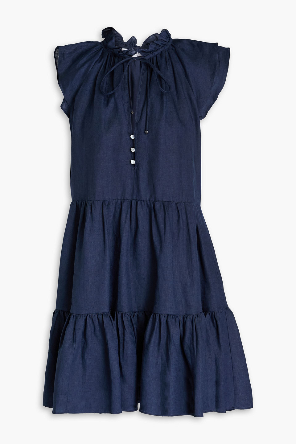 Veronica Beard Zee Gerafftes Minikleid Aus Leinen In Marineblau