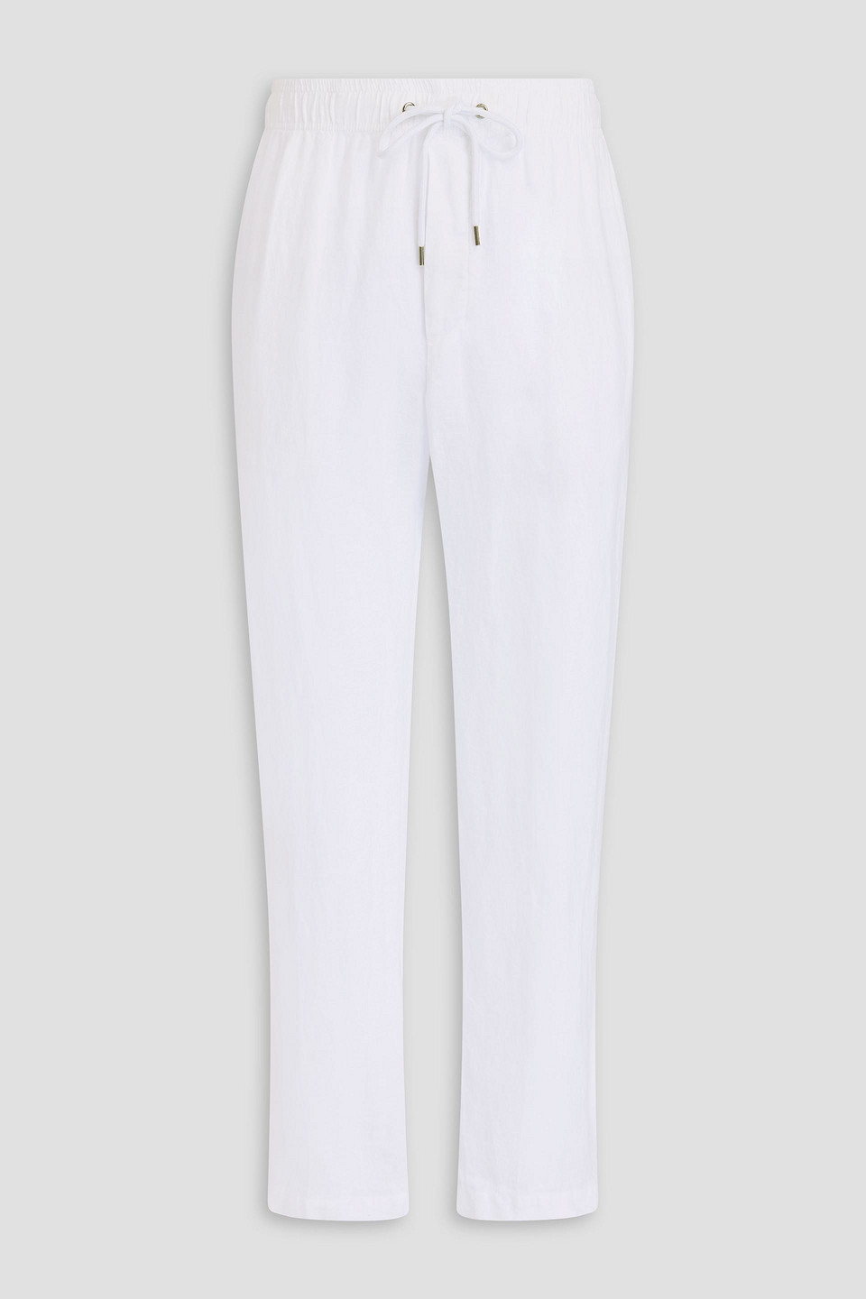 James Perse Straight-leg Garment-dyed Linen Drawstring Trousers In White