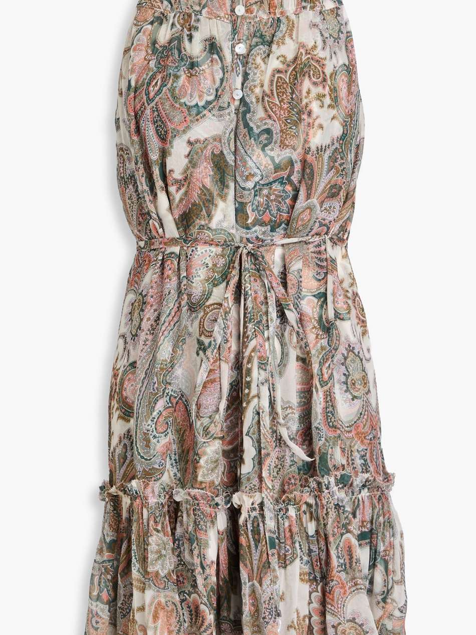 dria ruffled paisley-print silk-chiffon mini dress