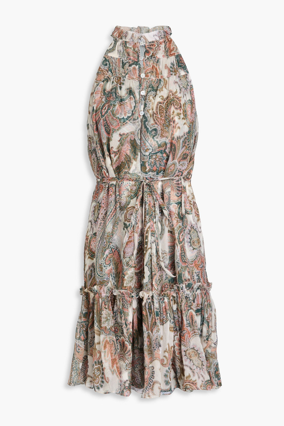Veronica Beard Dria Ruffled Paisley-print Silk-chiffon Mini Dress In Multicolor