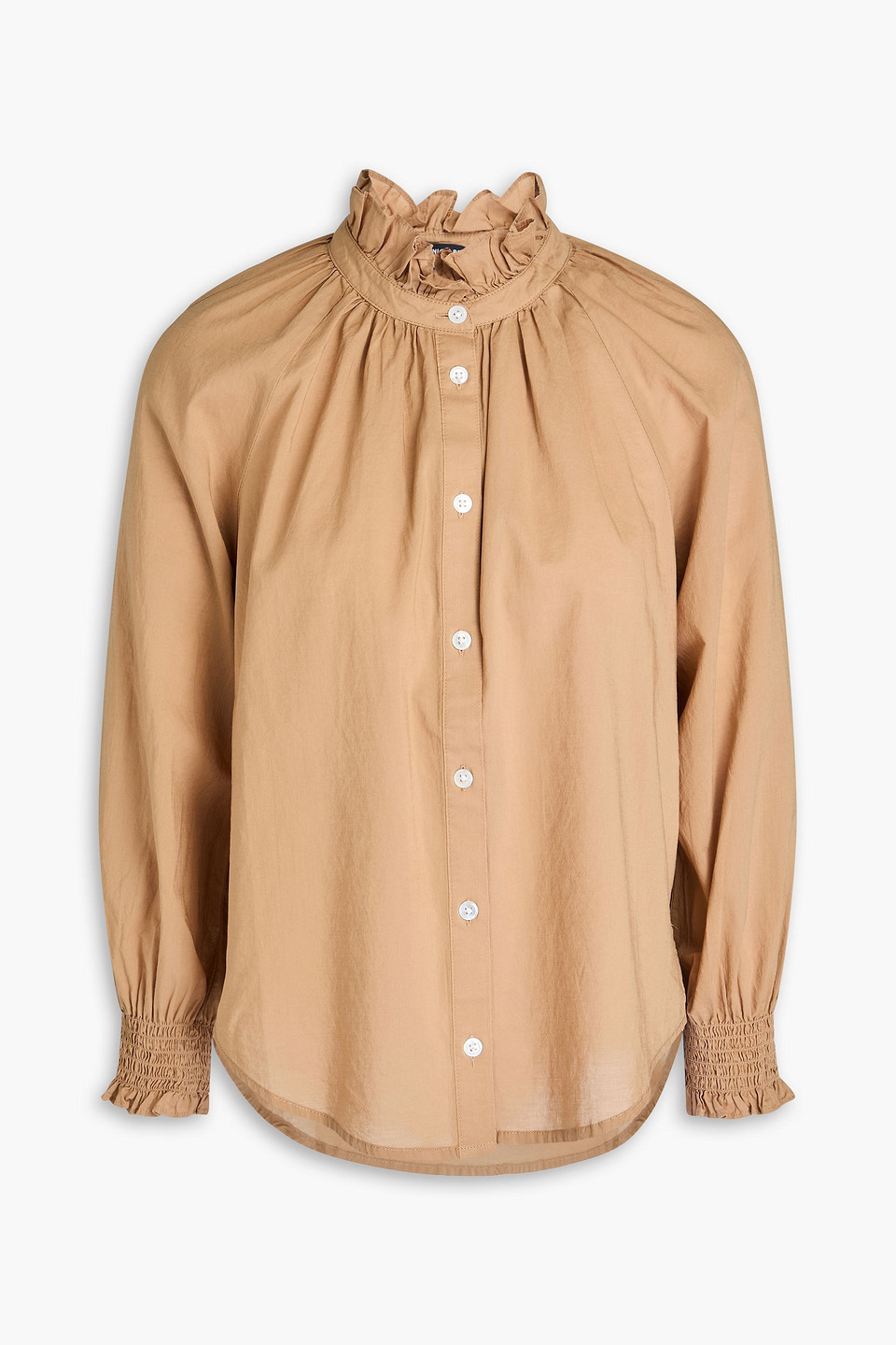 Veronica Beard Calisto Ruffled Cotton Shirt In Sandfarben