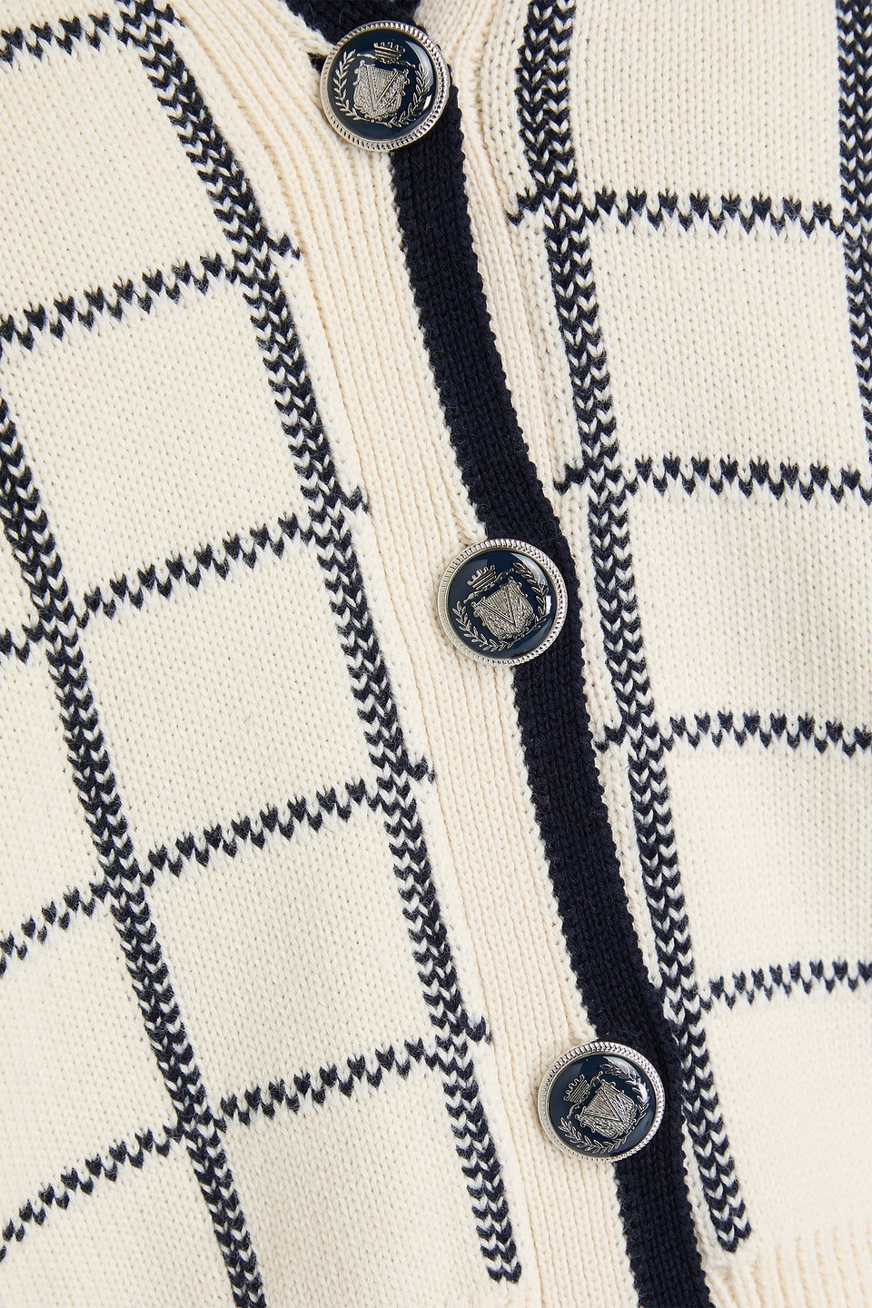 Veronica Beard Adaire Cardigan Aus Jacquard-strick Aus Baumwolle Mit Karomuster In Elfenbein