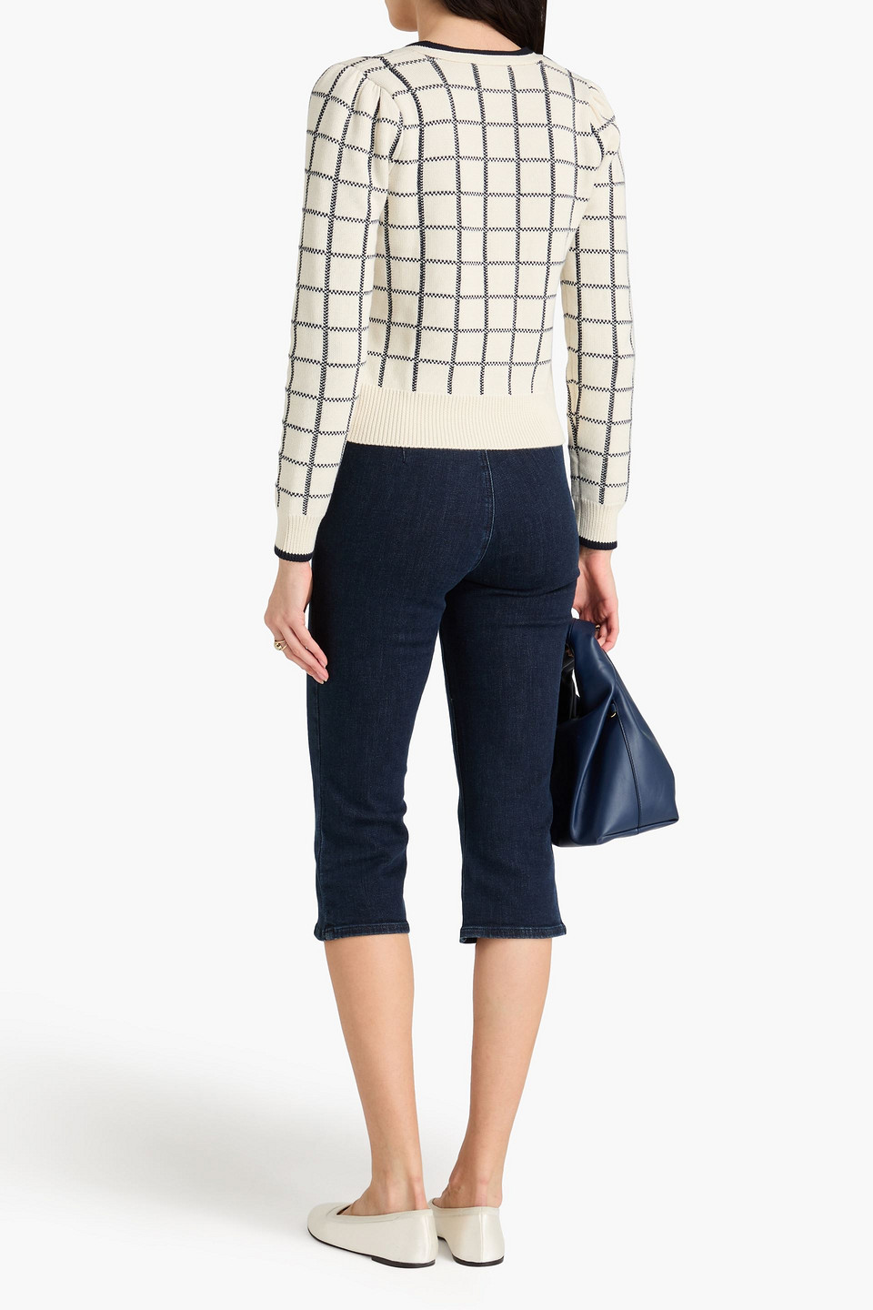 Veronica Beard Adaire Cardigan Aus Jacquard-strick Aus Baumwolle Mit Karomuster In Elfenbein