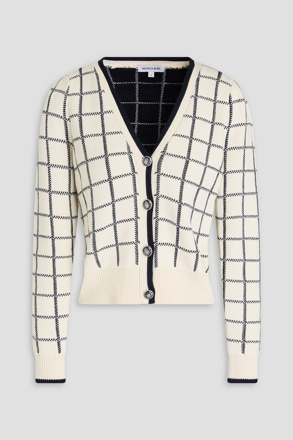 Veronica Beard Adaire Cardigan Aus Jacquard-strick Aus Baumwolle Mit Karomuster In Elfenbein