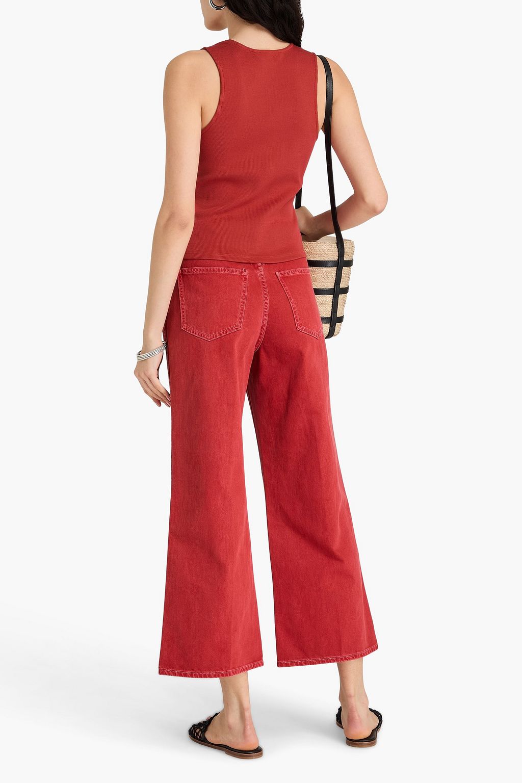 VERONICA BEARD Hoorne ribbed stretch-Pima cotton-jersey top