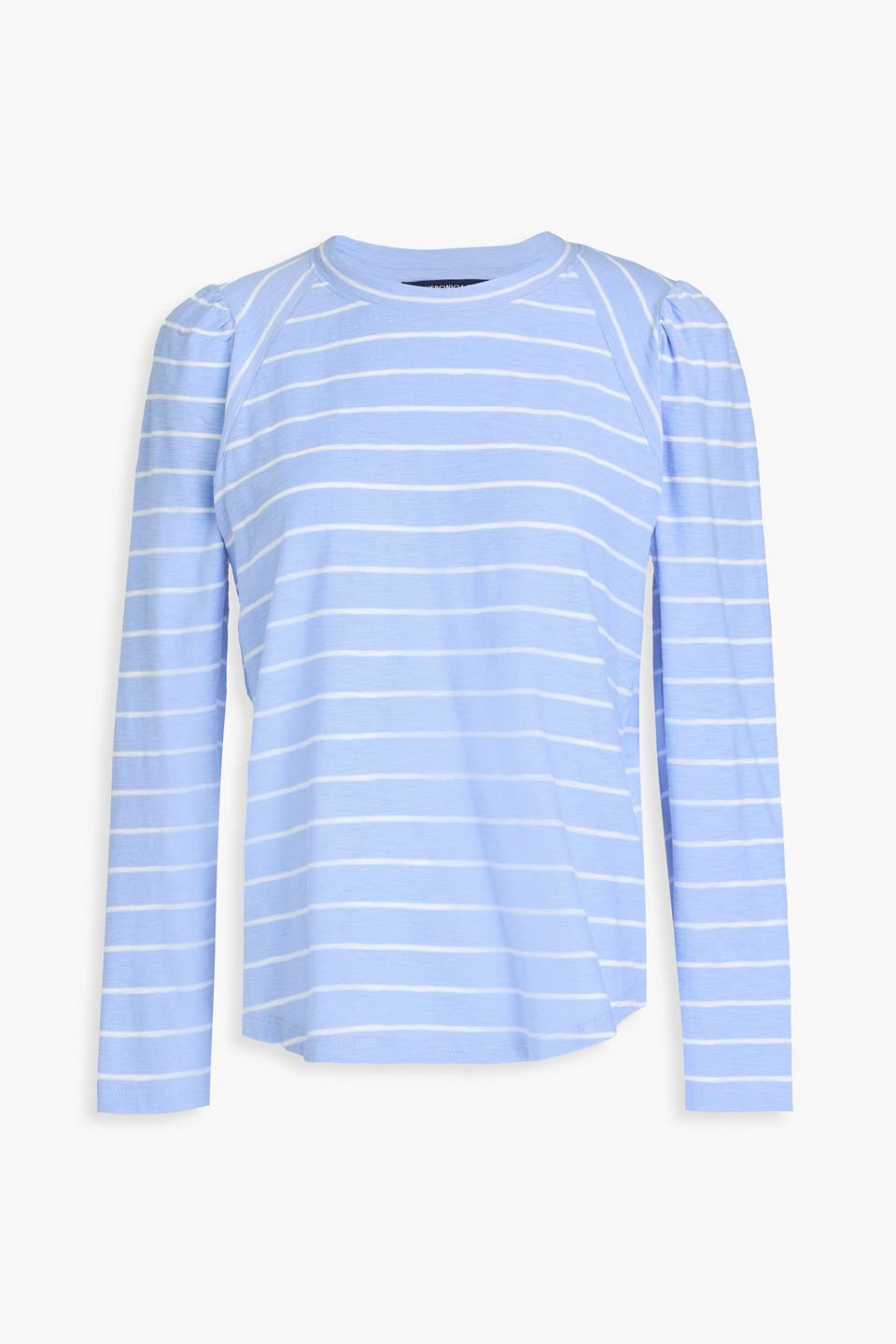 Veronica Beard Mason Striped Pima Cotton-jersey Top In Light Blue