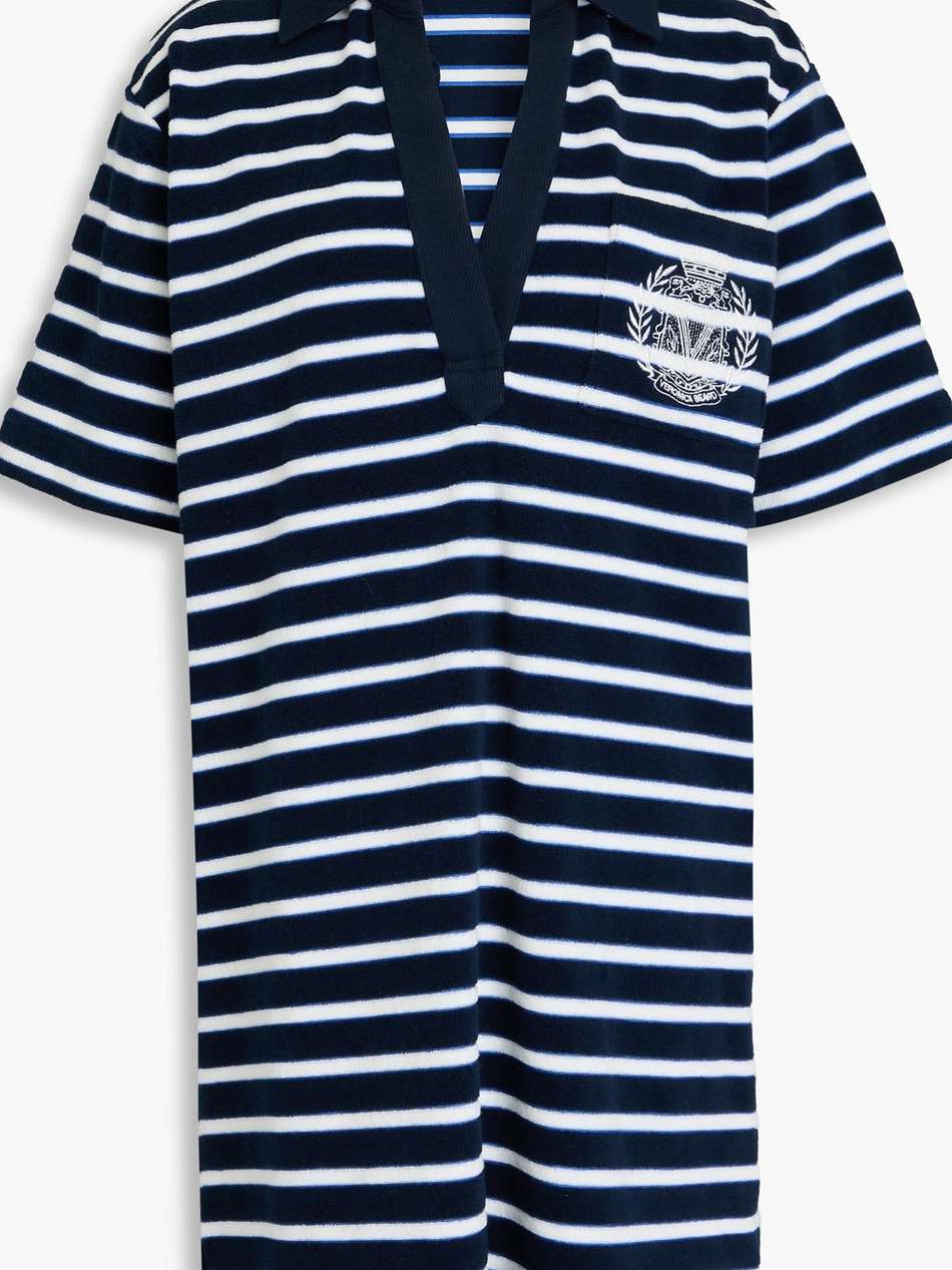 terrence embroidered striped cotton-blend terry mini dress