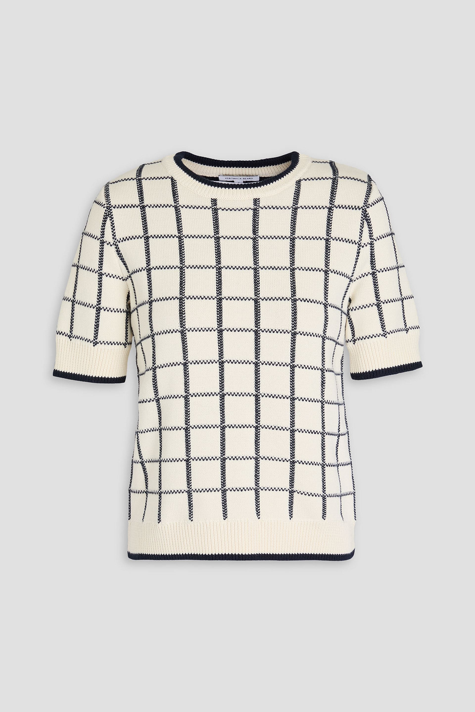 Krissa checked jacquard-knit cotton sweater