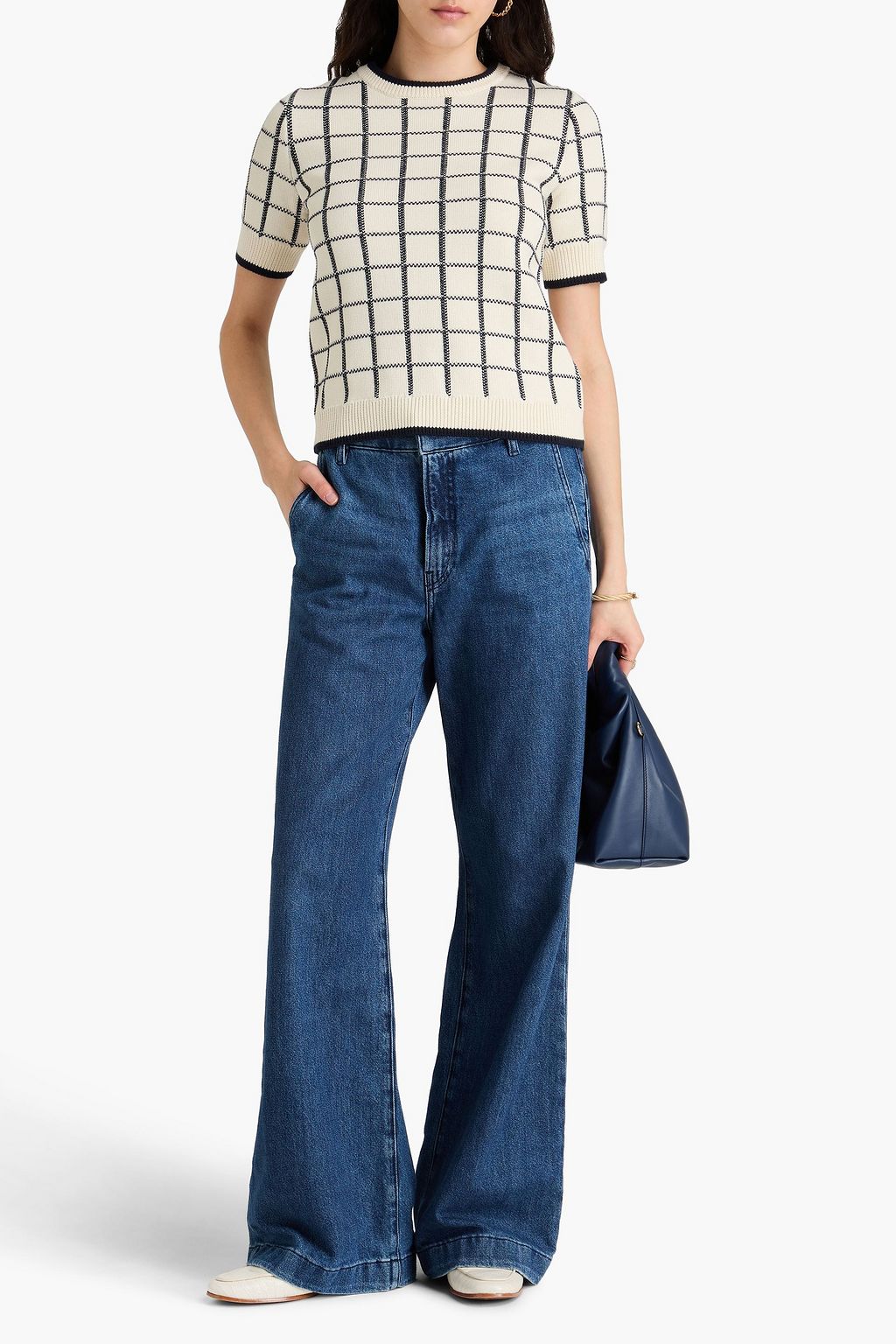VERONICA BEARD Krissa checked jacquard-knit cotton sweater