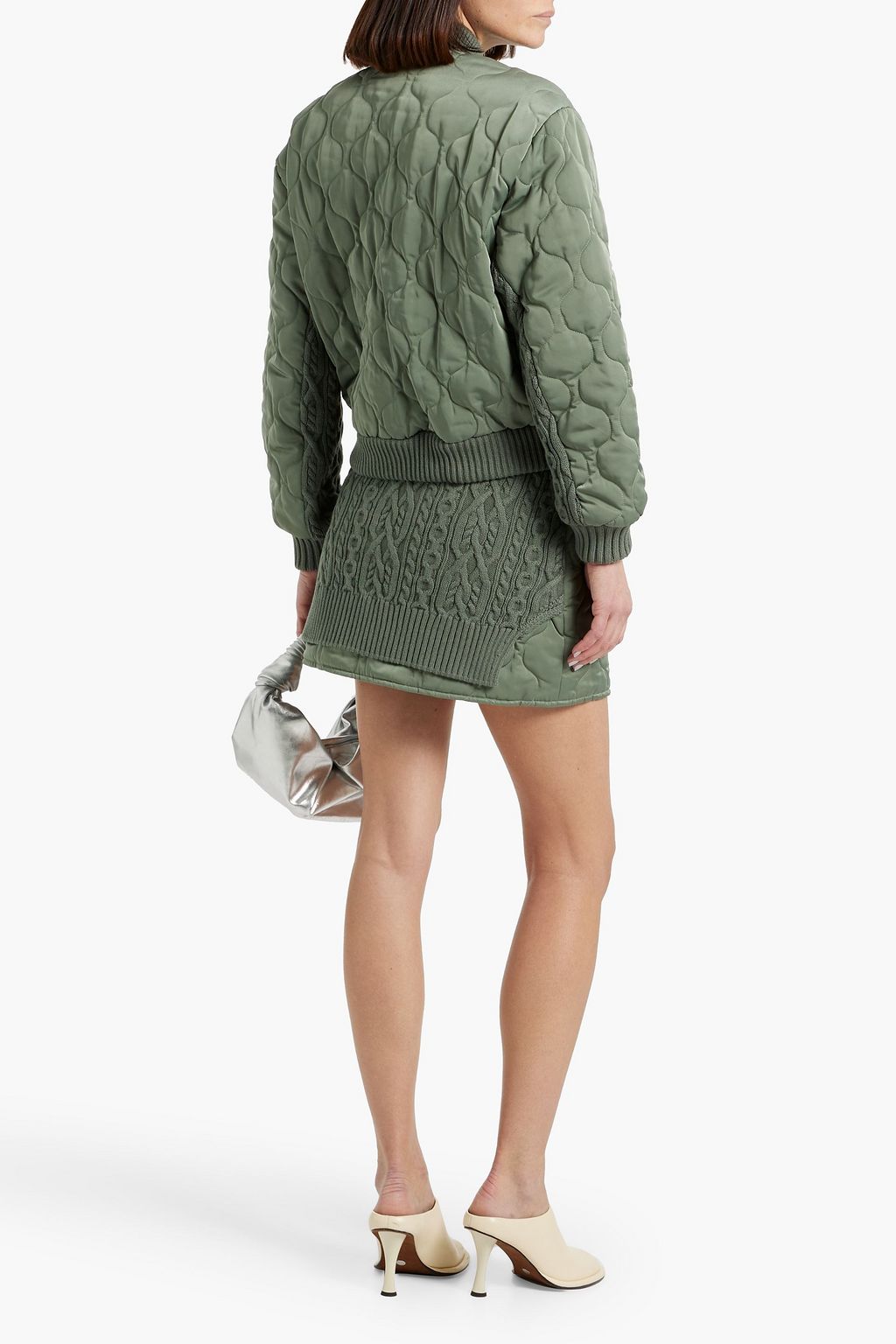 SIMKHAI Rollins quilted shell and cable knit bomber jacket