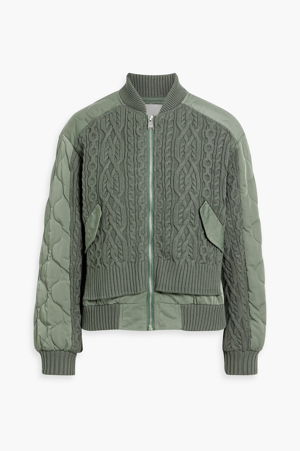 SIMKHAI ROLLINS QUILTED SHELL AND CABLE KNIT BOMBER JACKET